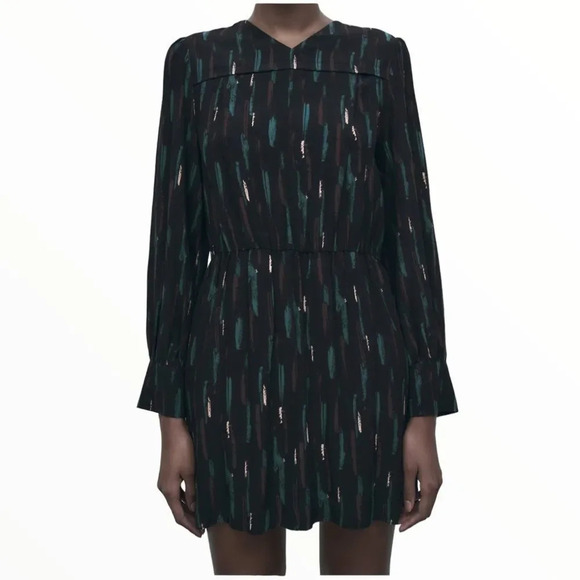 ZARA | Black | PRINTED SHORT DRESS - Picture 7 of 10